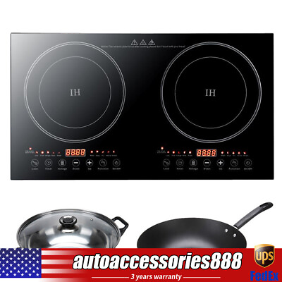 #ad 110V Electric Double Burner Dual Induction Cooker Cooktop 2400W Countertop Stove $121.60