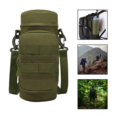 #ad Tactical Military Water Bottle Pouch Holder Hiking Kettle Gear Molle Bag Green $12.49