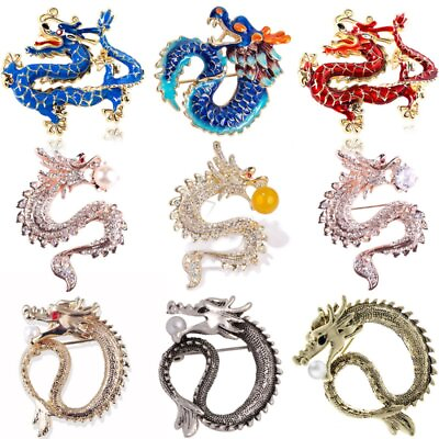 #ad Retro Crystal Enamel Dragon Brooch Pin Women Men Costume Jewelry Party Gifts Hot AU $2.49