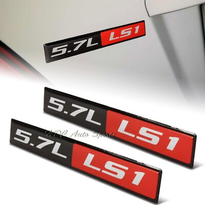 #ad 2 x Universal Red Black 5.7L LS1 Aluminum Adhesive Sticker Decal Emblem Badge $6.99