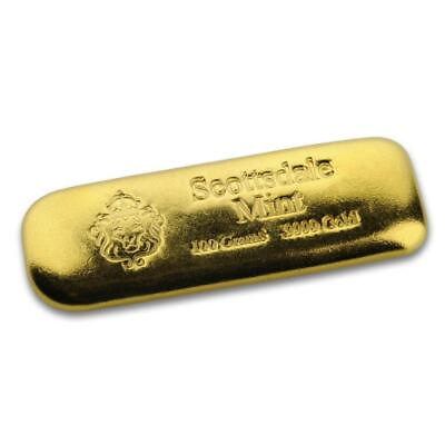 #ad Scottsdale Mint 100 gram .9999 Gold Bar 3.2150 oz Solid Gold #A497 $7670.66