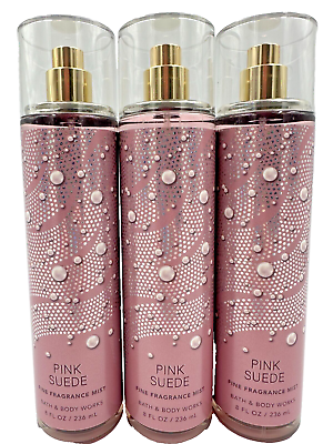 #ad Bath amp; Body Works LOT 3 Pink Suede Fine Fragrance Mist Spray 8 oz Peony Cotton $28.49