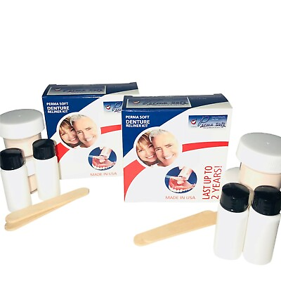 #ad Perma Soft Reline Denture Adhesive Alternative 4 kits False Teeth Reliner Liner $32.95