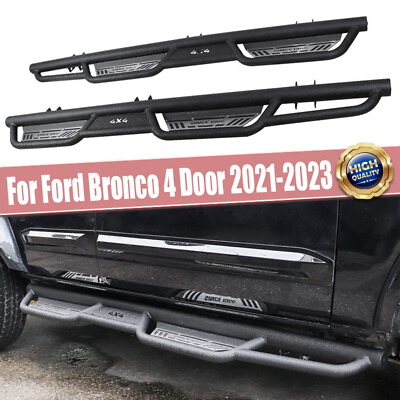 #ad Aluminum Fit For 2021 2024 Ford Bronco 4 Door Side Step Running Boards Nerf Bar $299.98