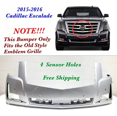 #ad 2015 2016 Cadillac Escalade front bumper cover 4 sensor holes Radiant Silver 12 $750.00