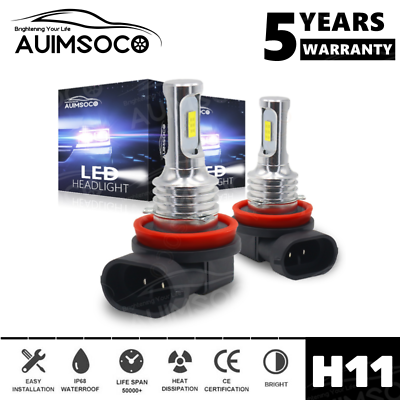 #ad H11 LED Headlight Super Bright Bulbs Conversion Kit 6000K White Low Beam 2 Pack $16.98