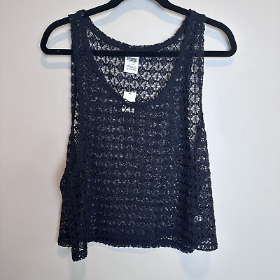 #ad New VICTORIA#x27;S SECRET LACE Crochet TANK TOP Large Sexy Top Black Style 11034612 $18.00
