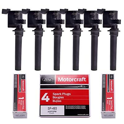 #ad Motorcraft Set Of 6 Spark Plugs Sp493 Agsf32pm Platinum amp; Mas Ignition Coils Pac $102.90
