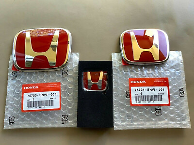 #ad 3 x Front Rear Steering Red H Emblem Badge For 2006 2015 Honda Civic Sedan 4Door $23.89