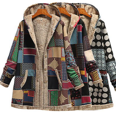 #ad Tops Jackets Coat Outwear Hoodie Fleece Hooded Long Sleeve Winter Retro Women $26.87