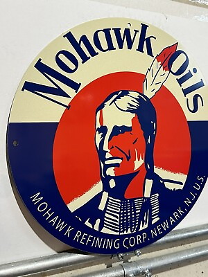 #ad Vintage Style Mohawk Oils Indian Gas Steel Metal Sign $55.00