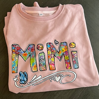 #ad Grandma Sweatshirt Letter Print Mimi Pink XXL NWT Heat Pressed Print Soft $29.00
