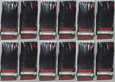 #ad 12 Snap On CREW Socks BLACK LARGE FREE SHIPPING MADE IN USA 12 PAIRS *NEW* $79.95