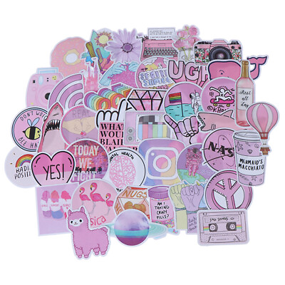 #ad 53Pcs Kawaii pink fun stickers luggage scrapbook suitcase laptop car stick FM C $3.33