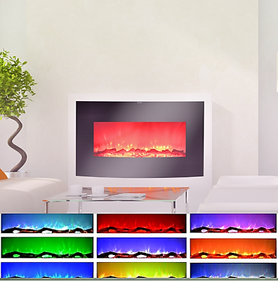 #ad Electric Fireplace 1500W Heater 38quot; Curved Screen Log Crystal Effect $249.99