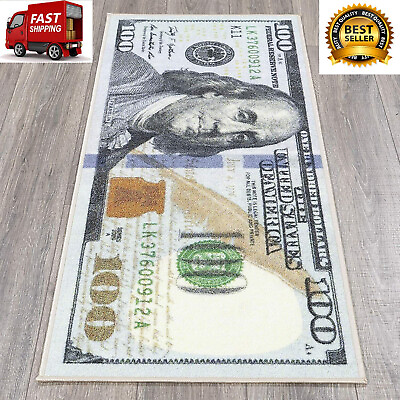 #ad Money Runner Rug 100 Dollar Bill 22″ x 53″ Non Slip Home Floor Decor Carpet $21.47