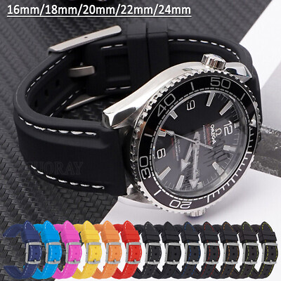 #ad Sport Silicone Watch Band Rubber Wrist Strap Universal 16mm 18mm 20mm 22mm 24mm $5.99