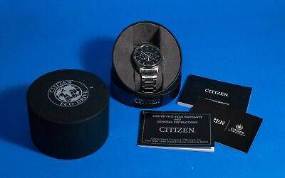 #ad citizen eco drive mens silver black dial 8635 $110.00