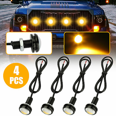 #ad 4pcs LED Amber Grille Lighting Kit Universal For Truck SUV Ford SVT Raptor Style $8.98
