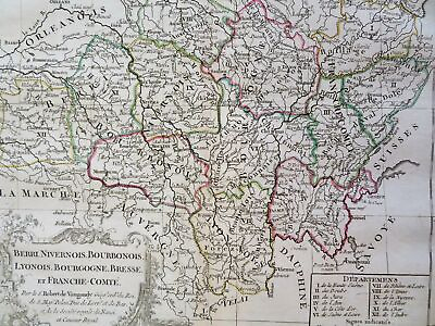 #ad Berry Nevers Burgundy Lyon Bournon Franche Comte France c. 1750 Vaugondy map $60.00