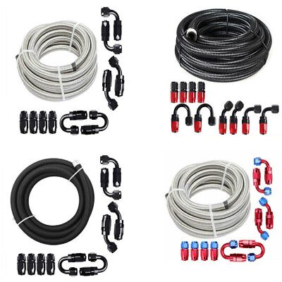 #ad Stainless Steel Braided 6 8 10 AN CPE Fuel Oil Gas Hose Line amp; Fittings Kit 20FT $46.59