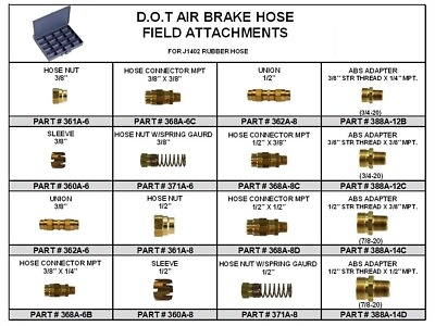 #ad DOT Air Brake Hose Field Attachable Assortment for J1402 Rubber Hose Metal Tray $289.00