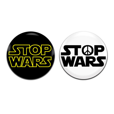 #ad 2x Stop Wars Peace No War Parody Novelty 25mm 1 Inch D Pin Button Badge GBP 1.89