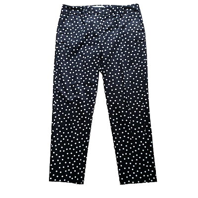 #ad Elliott Lauren Womens 12 Cotton Stretch Black Pants White Polka Dots Made In USA $16.94