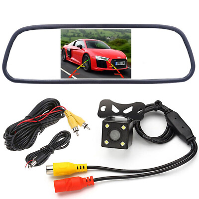 #ad HD Night Vision Car Rear View Parking Backup Camera Kit 4.3quot; LCD Mirror Monitor $27.99
