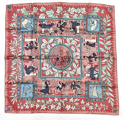 #ad Hermes Scarf 90 quot;KYMBALA quot; Pink 100% Silk Scarf 35quot; with Box $238.99