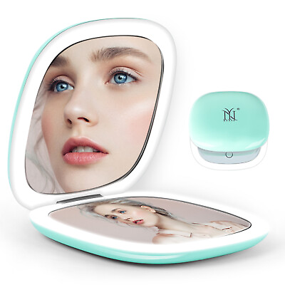 #ad Compact Travel Makeup Mirror 1X 10X Magnification Pocket Mirror Dimmable Folding $13.99