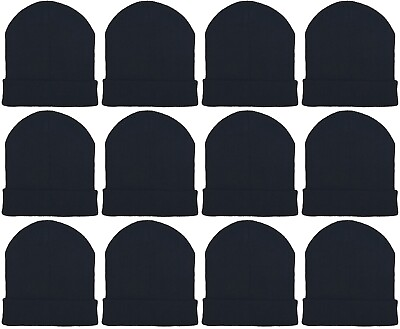 #ad 12 Pack Winter Beanie Hats for Men Women Warm Cozy Knitted Cuffed Skull Cap $26.99