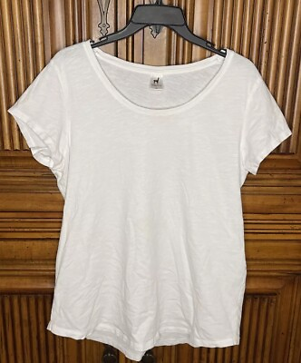 #ad Peruvian Connection Womens Top Large White Everyday Cotton Comfortable Basic $39.97