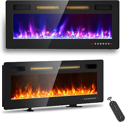 #ad #ad 42 Inch Electric Fireplace Wall Mounted Freestanding Ultra Thin Fireplace Insert $300.33