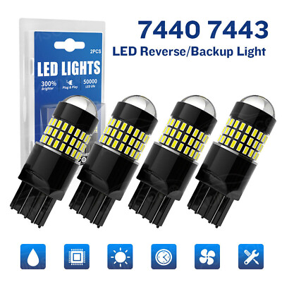 #ad 7443 7444 White LED Bulb Brake Tail Stop Parking Light 7440 T20 Bright Lamp 4Pcs $32.99