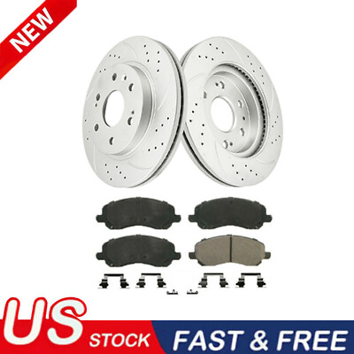 #ad Front DRILLED Rotors Ceramic Brake Pads for Jeep Patriot Compass Caliber Avenger $97.64