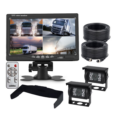 #ad 7quot; Quad Monitor Splitscreen 4ch 4Pin Video In 2x Backup Camera Heavy Duty System $94.90