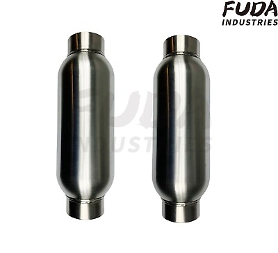#ad Pair of 2.5quot; Inlet Outlet 12quot; Length Exhaust Muffler Resonator SS $66.96