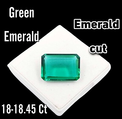 #ad Emerald Cut 18 18.45Ct Certified Unheated Untreated Green Emerald Stone Gems DKL $54.99