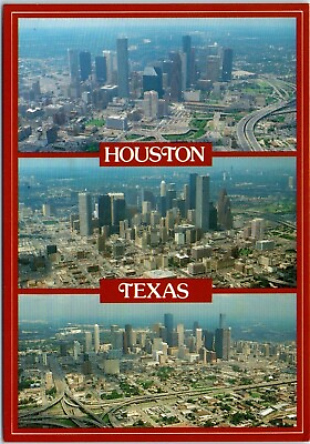 4x6 Continental TX Postcard Skyline Aerial Perspective Houston Texas City Views $6.89