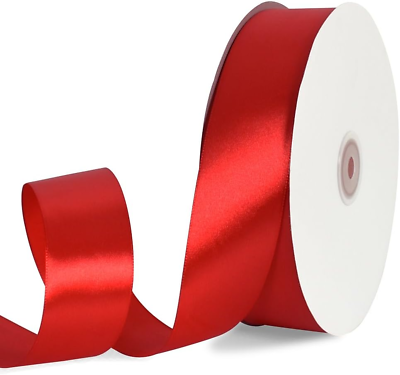 #ad TONIFUL 1 1 2 Inch 40Mm X 100 Yards Red Wide Satin Ribbon Solid Fabric $21.98