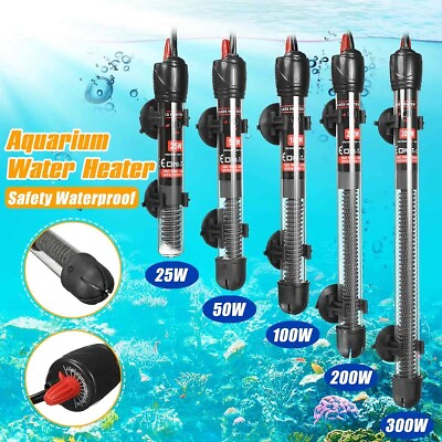 #ad 25W 300W Submersible Aquarium Fish Tank Heater Rod Heating Adjustable Thermostat $9.97