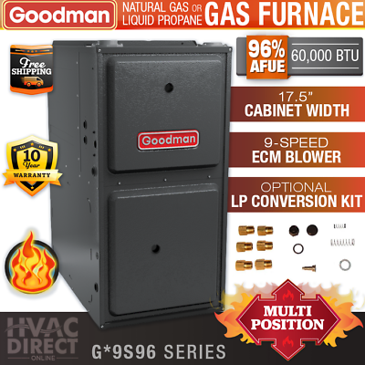 #ad 60000 BTU 96% Goodman 1 Stage Natural Gas or Propane LP Furnace GM9S96 GC9S96 $1601.00