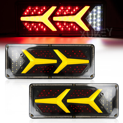 #ad Pair 76LED Truck Tail Brake LED Sequential Flowing LED Turn Signal Trailer Light $24.95