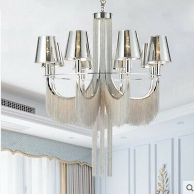 #ad modern light luxury led tassel shade living room villa ceiling Chandelier decor $698.40