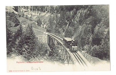 #ad Postcard Vintage 1 Switzerland Zurich Rigibahn Schnurtobelbrucke 135 UP 424 $7.00