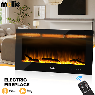 #ad 36quot; Electric Fireplace Insert Space Heater Realistic Flame Adjustable Brightness $206.99