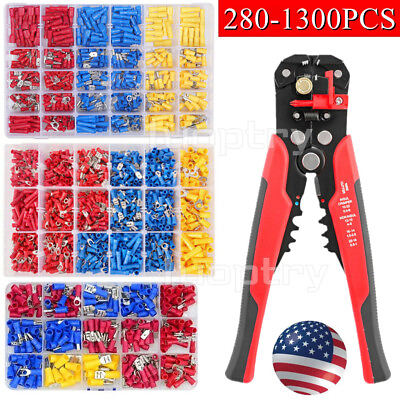 #ad 1300PCS ELECTRICAL WIRE TERMINALS ASSORTMENT SET INSULATED CRIMP CONNECTOR SPADE $19.99