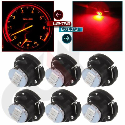 #ad 6PCS Red 3014 3SMD LED Dash Panel Cluster Console Light T5 T4.7 Neo Wedge bulbs $7.74