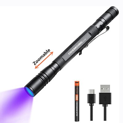 #ad 395nm Rechargeable UV Lights 10900 Battery Tactical LED Black Light Flashlight $16.99